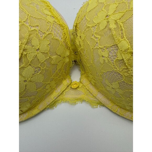Victoria's Secret Dream Angels Push-Up Bra Yellow Lace Padded Underwire 36DD - Picture 3 of 8